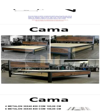 Projeto em PDF de Cama de Casal em Ferro Industrial