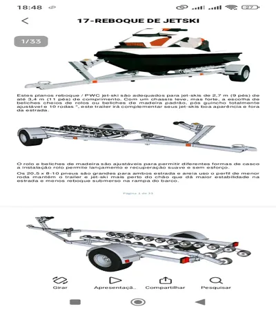 Projeto em PDF de Carretinha Reboque para Jet Ski